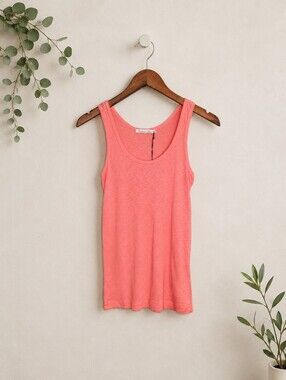 NEW Michael Stars Sarah Boyfriend Tank 1x1 Cotton Slub Pink Coral OS